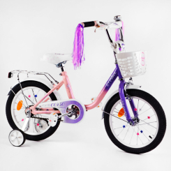 Велосипеди - Дитячий велосипед CORSO Fleur кошик прикраси 16" Beige and violet (115258)