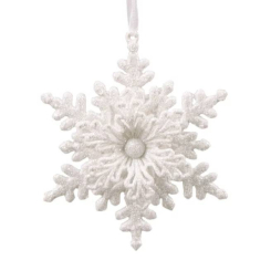 Аксессуары для праздников - Подвеска новогодняя Flora Снежинка Белый (11306) (MR35258)