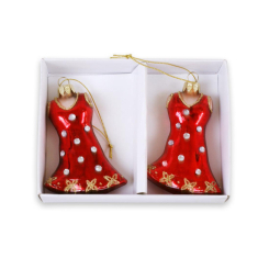 Аксессуары для праздников - Елочное украшение Платьице BonaDi 2 шт. Красный (NY28-228) (MR35754)