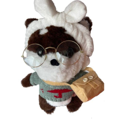 М'які тварини - М'яка іграшка собачка LaLafanfan в одязі з окулярами 30 см (hub_485olo)