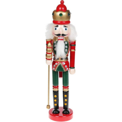 Аксесуари для свят - Статуетка новорічна Лускунчик 38см, червоний із зеленим Bona DP73647