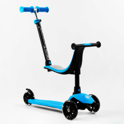 Самокаты - Самокат-велобег Best Scooter 3 в 1 колеса PU со светом сидение родительская ручка 50 кг Blue (106697)