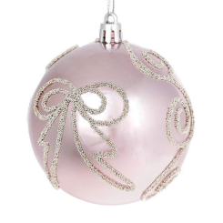 Аксесуари для свят - Куля новорічна пластикова Flora D-8 см Світло-рожевий (11966) (MR62342)