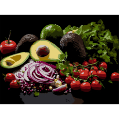 Товары для рисования - Картина по номерам Strateg Сочное авокадо на черном фоне 30 х 40 см (FH-42)