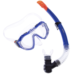 Для пляжа и плавания - Набор для плавания маска с трубкой Zelart M309-SN132-SIL (термостекло, силикон, пластик, синий-черный-оранжевый) (PT0907)