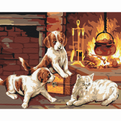 Товары для рисования - Картина по номерам Brushme Любимцы рядом с камином (BS31152) Товары для рисования - Картина по номерам Brushme Любимцы рядом с камином (BS31152)