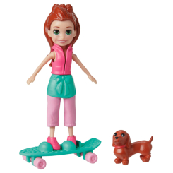 Куклы - Игровой набор Polly Pocket Стильный гардероб модницы рыжие волосы и собака (HKV88/4)