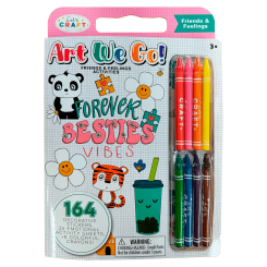 Товари для малювання - Розмальовка Let's Craft Друзі та почуття з наліпками та восковими крейдами (AEG002)