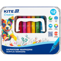 Канцтовары - Набор акриловых маркеров с жидкими чернилами Kite Creative 12 цветов (K-1161)
