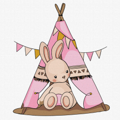 Товари для малювання - Картина за номерами Ідейка Крольченя у вігвамі 25 х 25 см (KHO6115)