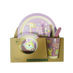 Чашки, склянки - Набір дитячого бамбукового посуду Eco Bamboo MH-2772 5 предметів Фіолетовий (8851)