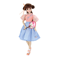 Куклы - Кукла Kurhn Шатенка в розовой блузе и голубой юбке (6938142030842/3084-4)