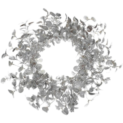 Аксессуары для праздников - Венок новогодний декоративный Серебро диаметр полиэстер Bona DP73720