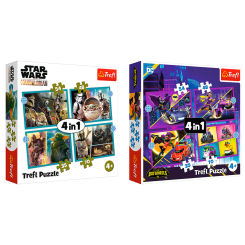 Пазлы - Набор пазлов Trefl Мандалориан и Встречайте транспорт Бэтмена 4 в 1 в асортименте (34397/34658)