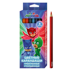 Товари для малювання - Олівці Перо PJ Masks 8 кольорів тригранні товсті (120257)