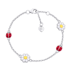 Ювелирные украшения - Браслет UmaUmi Flowers Ромашка с божьей коровкой с белой, желтой и красной эмалью (2210000018495)