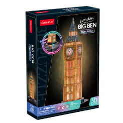3D-пазлы - Трехмерный пазл CubicFun Night edition Биг Бен с LED-подсветкой (L537h)