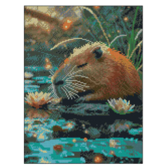 Мозаїка - Алмазна картина Strateg Спляча капібара (4823113898304)