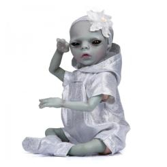 Куклы - Силиконовая коллекционная кукла Инопланетянин Reborn Doll Девочка Миральдина Высота 35 См (541)