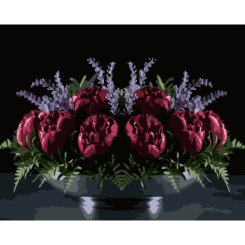 Товары для рисования - Картина по номерам Strateg Красные пионы на черном фоне 40 х 50 см (AH1280)