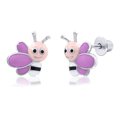 Ювелірні прикраси - Сережки UMa and UMi Весела бджілка рожева (2041474760197)