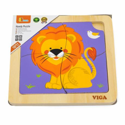 Пазли - Пазл дерев'яний Viga Toys Лев 4 деталі (51316)