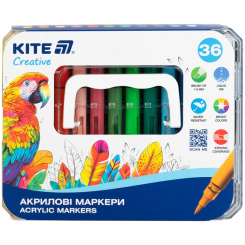 Канцтовари - ​Набір маркерів акрилових з рідкими чорнилами Kite Creative 36 кольорів (K-1163)