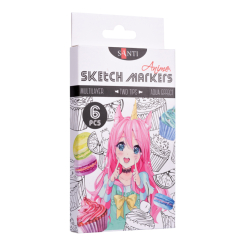 Канцтовары - Набор маркеров Santi sketch Anime 6 цветов (390550)