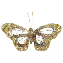 Аксессуары для праздников - Декоративная бабочка на клипсе BonaDi 11 см Золотистый (117-902-2) (MR62172)