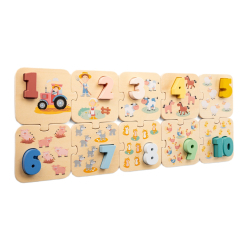 Пазлы - Пазл деревянный New classic toys Ферма с цифрами 10 деталей (10518)