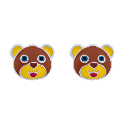 Ювелірні прикраси - Сережки UmaUmi Zoo Ведмедик з коричневою і жовтою емаллю (2210000031715)