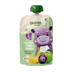 Сладости - Пюре Galicia Baby яблучно-сливово-бананове 90 г (4820209564464)