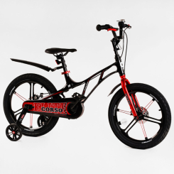 Велосипеды - Детский велосипед магниевая рама и диски дисковые тормоза CORSO 18" Elit Black and red (116920)