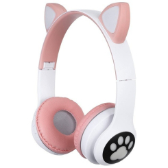 Портативные колонки и наушники - Наушники беспроводные кошачьими ушками CAT Ear VZV-23M Bluetooth RGB Розовые (61637254)