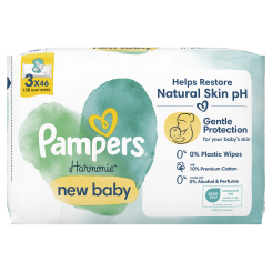 Товары по уходу - Влажные салфетки Pampers Harmonie new baby 3х46 шт (8700216201025)