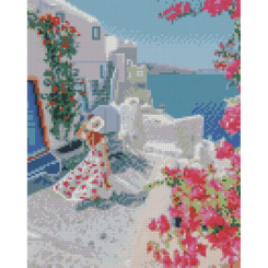 Мозаїка - Алмазна картина Strateg Дівчина на прогулянці 30х40 см (HX513)