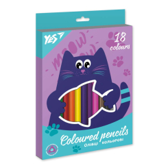 Канцтовари - ​Олівці кольорові Yes Kittycon 18 кольорів (290682)