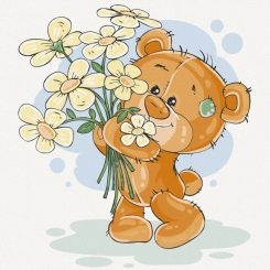 Товары для рисования - Картина по номерам Art Craft Медвежонок с цветами 30 х 30 см (15529-AC)