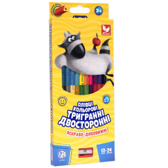Канцтовары - Карандаши Школярик Трехгранные двухсторонние 24 цвета (312113001-UA)