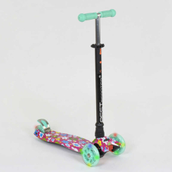 Самокаты - Самокат детский пластмассовый с алюминиевой трубкой руля + 4 колеса Best Scooter 13 x 55 см Green/Pink (83272)