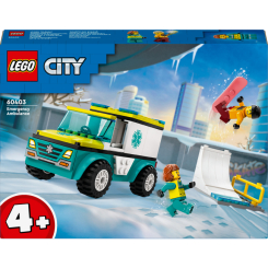 Конструктори LEGO - Конструктор LEGO City Карета швидкої допомоги й сноубордист (60403)