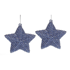 Аксессуары для праздников - Набор елочных украшений BonaDi Звезда 2 шт 7,5 см Синий (113-557) (MR62483)