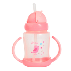 Товари для догляду - Поїльник Lindo з силіконовою трубочкою рожевий (8850217500402)