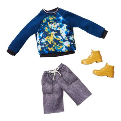 Одяг та аксесуари - Одяг Barbie для Кена Вдягни та йди синя кофта і сірі шорти (FYW83/GHX53)