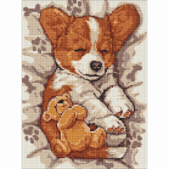 Мозаика - Алмазная мозаика Идейка Сонный корги 30 х 40 см (AMO8044)