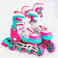 Ролики детские - Роликовые коньки светящиеся PU колёса в сумке Best Roller 30-33 Turquoise/Pink/White (116275)
