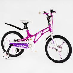 Велосипеды - Детский велосипед магниевая рама и диски дисковые тормоза CORSO 18" Elit Violet and white (116921)
