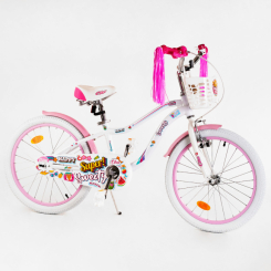 Велосипеды - Детский велосипед алюминиевая рама корзинка CORSO 20" Sweety White and pink (117265)