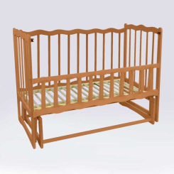 Дитячі меблі - Ліжечко дерев'яне маятник c відкидним бортом "Хвиля" Світло-коричневий (74151)