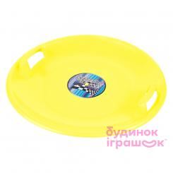 Санки и аксессуары - Санки-тарелка Plastkon Супер стар жёлтые (8595096924061)